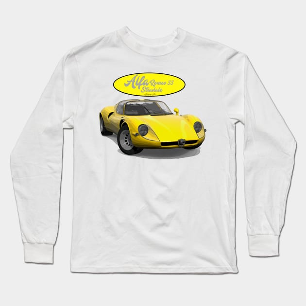 Alfa Romeo 33 stradale Yellow Long Sleeve T-Shirt by PjesusArt